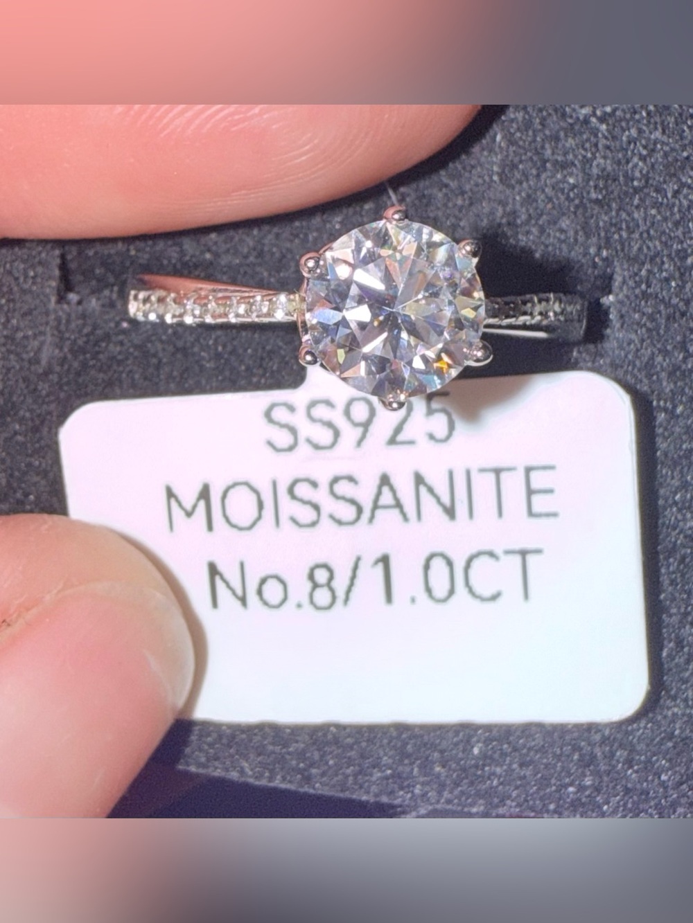 Sterling Silver band with 1CT Moissanite Solitaire Ring
